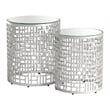 ZUO Reden Glass-Top and Aluminum Frame End Table Set in Silver (Set of 2)