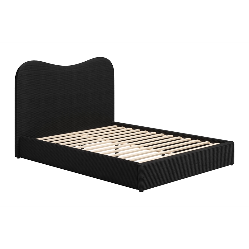 ZUO Sele Polyester Fabric Upholstered Queen Bed in Black