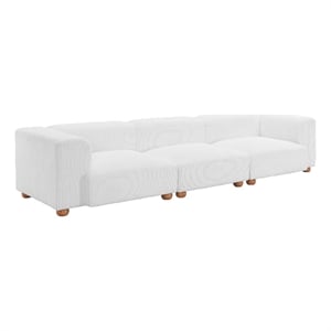 ZUO Tayte Lush Cord Style Fabric Upholstered Sofa in White