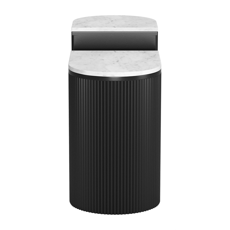 ZUO Ormara Marble-Top Side Table Set in White & Black (Set of 2)