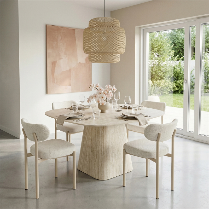 ZUO Aurea Polyester Fabric Upholstered Dining Chair in Light Gray (Set of 4)