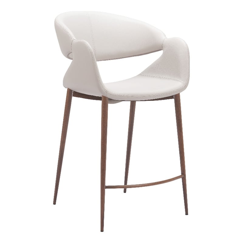 Limay Counter Stool Beige & Walnut