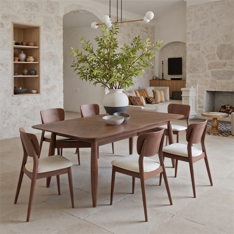 Kellua Dining Chair (Set of 2) Beige & Walnut