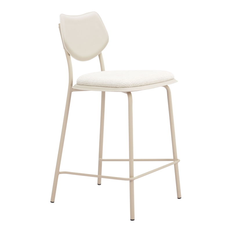 ZUO Zeal Faux Leather Counter Stool in Light Gray & Beige (Set of 4)