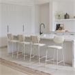 ZUO Zeal Faux Leather Counter Stool in Light Gray & Beige (Set of 4)