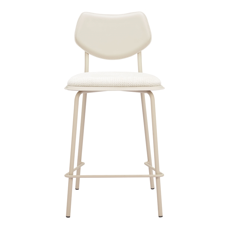 ZUO Zeal Faux Leather Counter Stool in Light Gray & Beige (Set of 4)