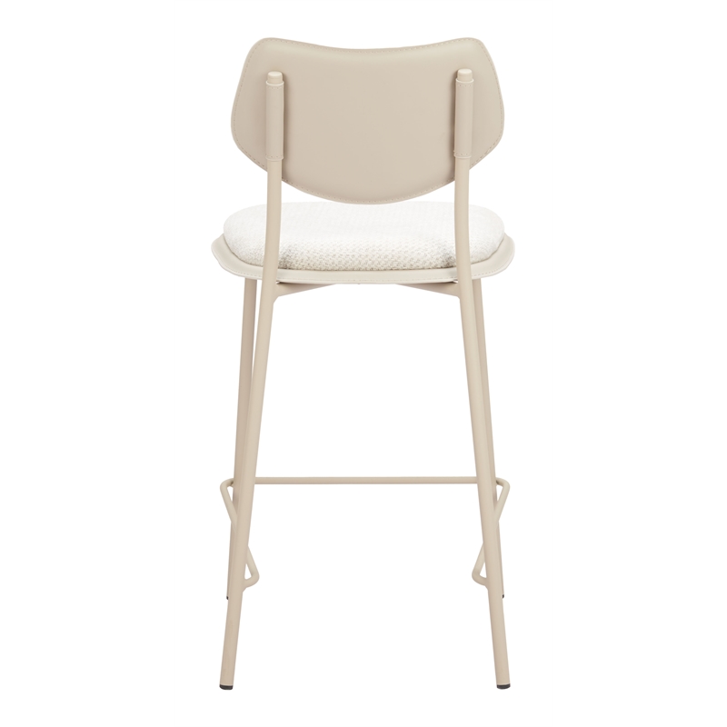 ZUO Zeal Faux Leather Counter Stool in Light Gray & Beige (Set of 4)