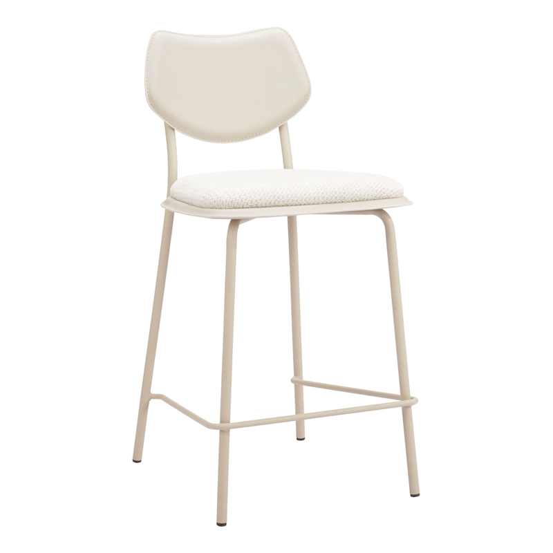 ZUO Zeal Faux Leather Counter Stool in Light Gray & Beige (Set of 4)