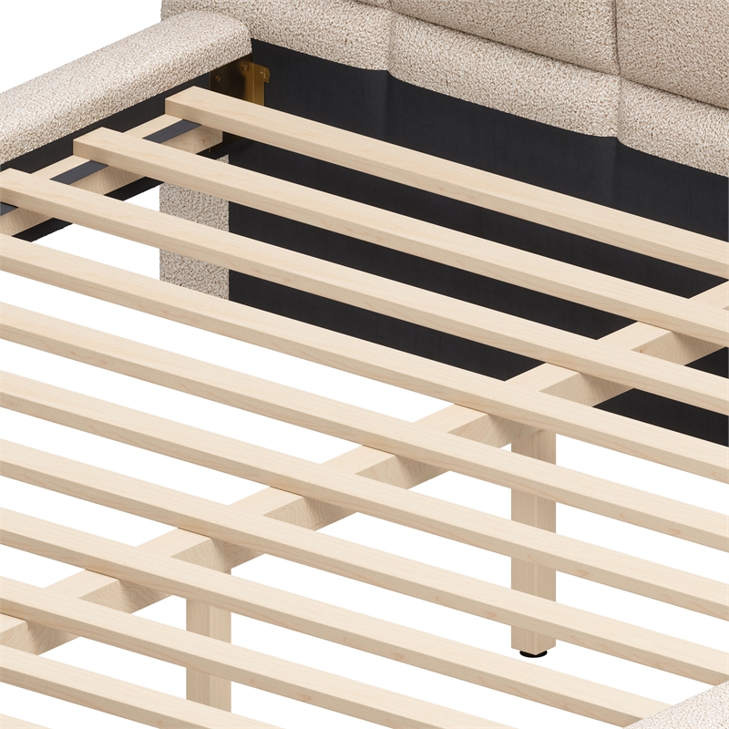 ZUO Placid Shearling-Style Fabric Upholstered Queen Bed in Beige