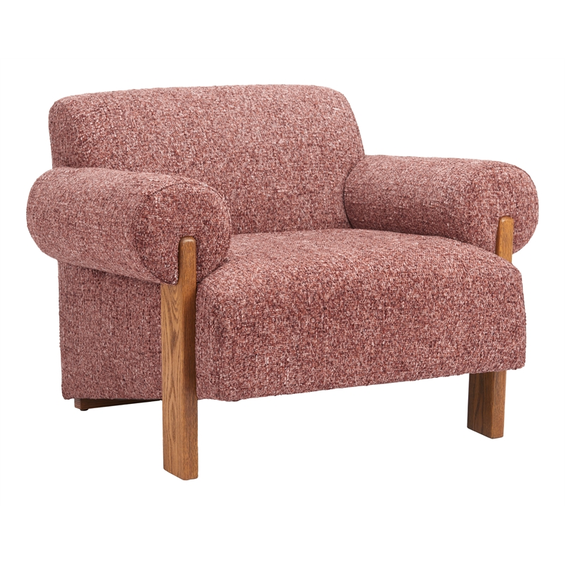 ZUO Verity Accent Chair with Solid Ash Wood Legs in Copper