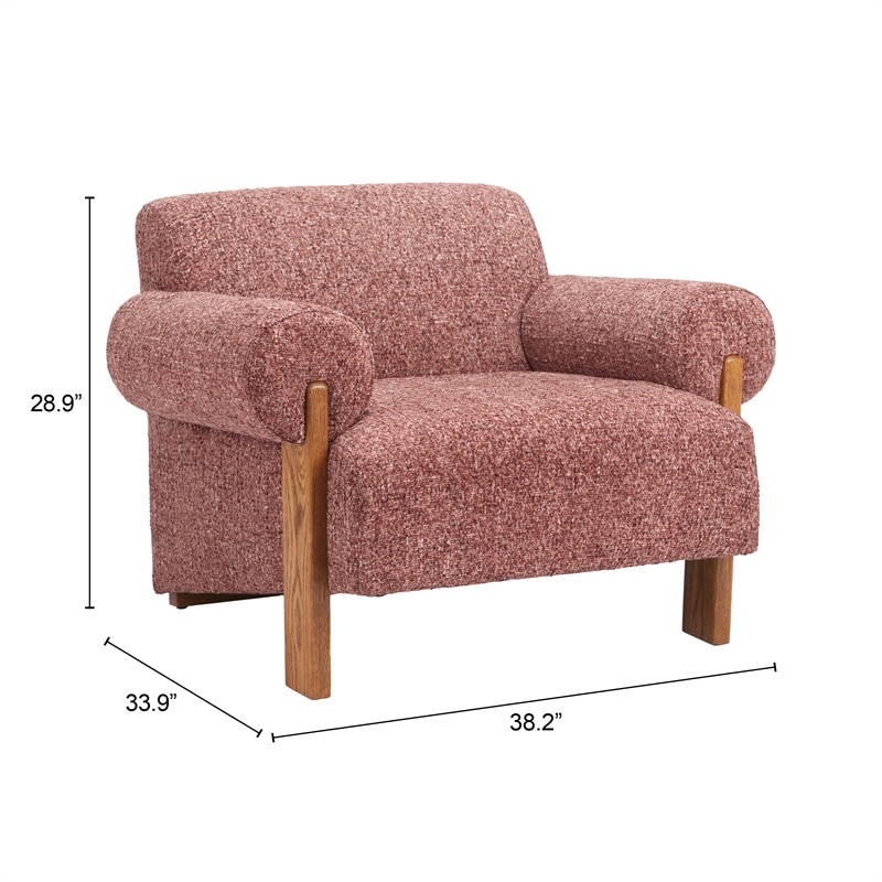ZUO Verity Accent Chair with Solid Ash Wood Legs in Copper