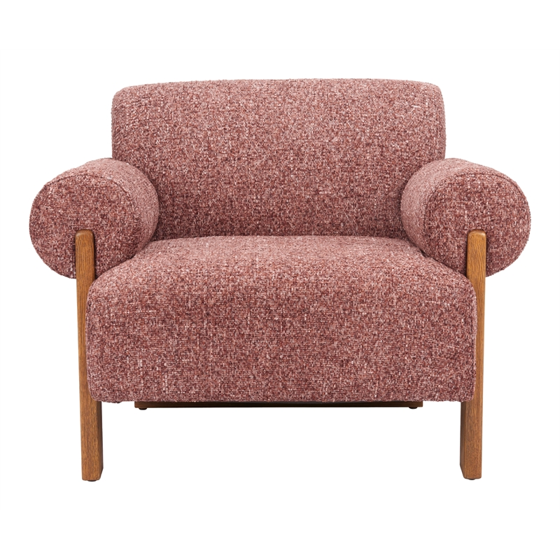 ZUO Verity Accent Chair with Solid Ash Wood Legs in Copper