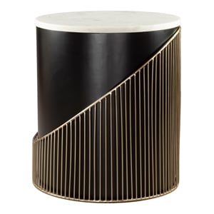 ZUO Tova Round Marble Top Side Table in Multi-Color