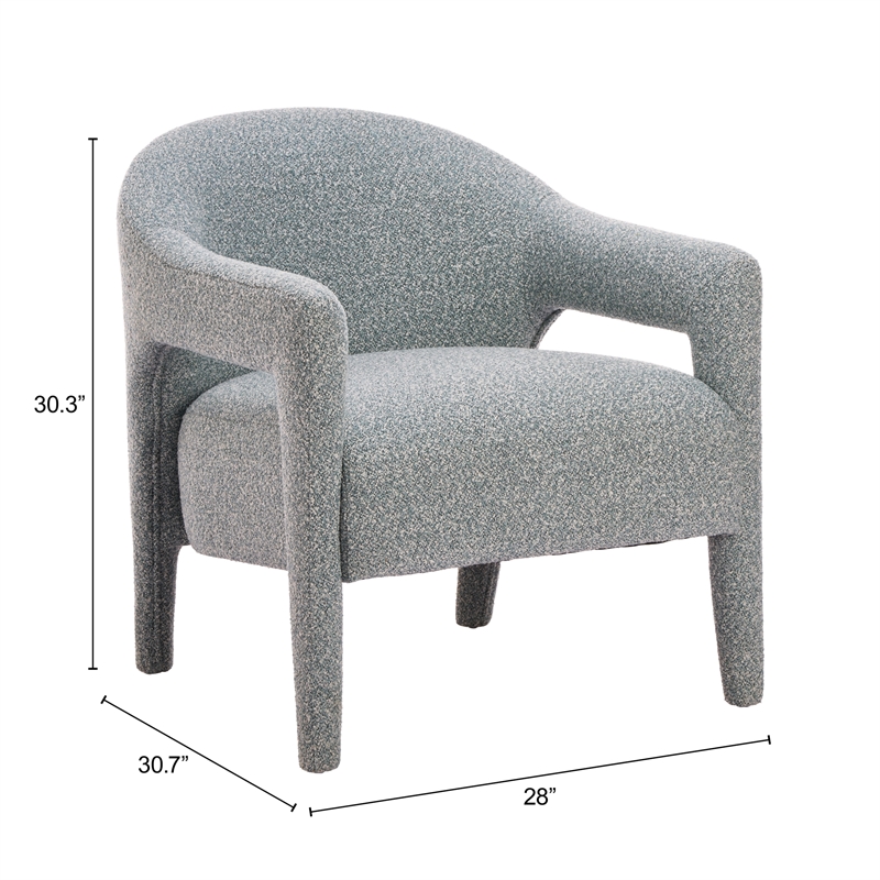 ZUO Eluma Shearling Style Fabric Accent Chair in Dusty Teal