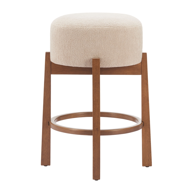 Nade Counter Stool (Set of 2) Beige & Walnut