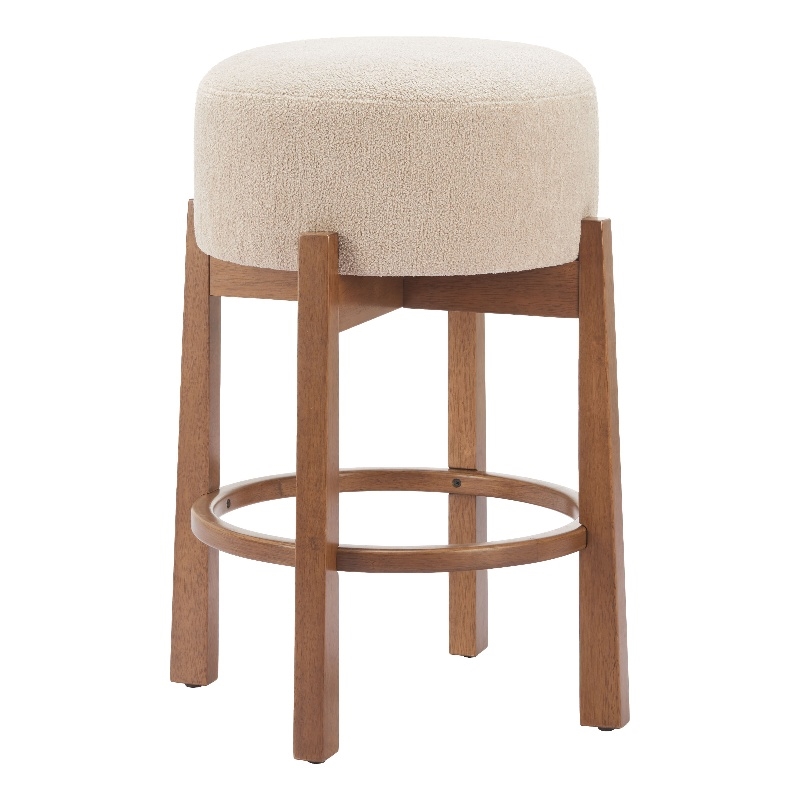 Nade Counter Stool (Set of 2) Beige & Walnut