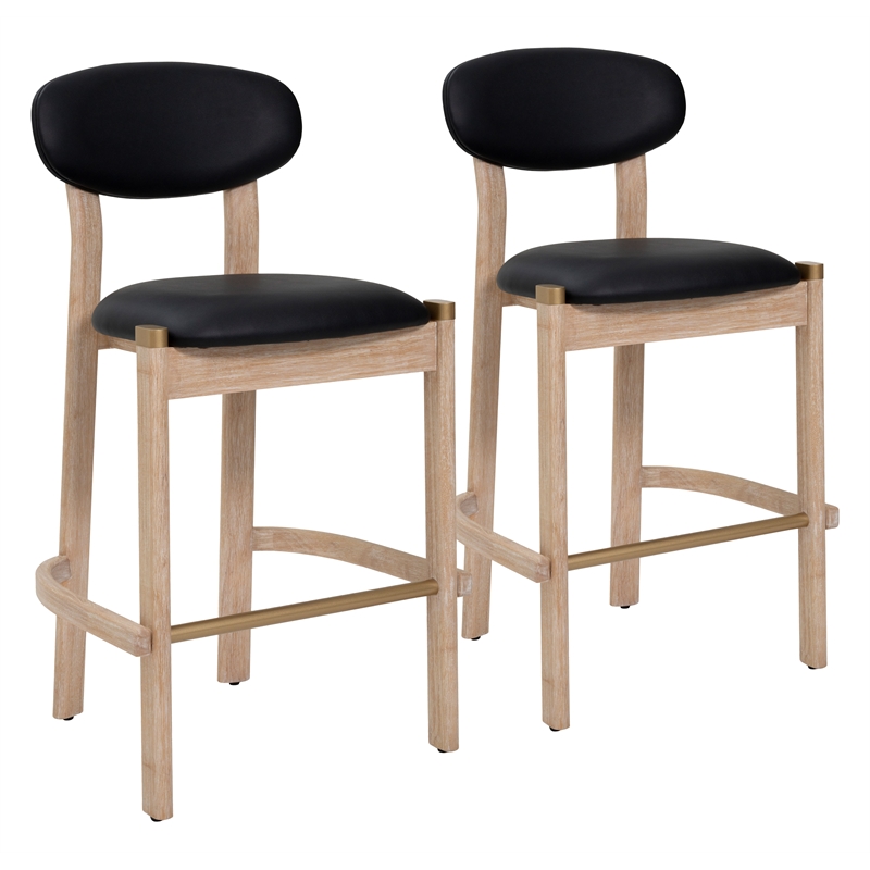 ZUO Rilou Bar Stool in Black & Natural (Set of 2)