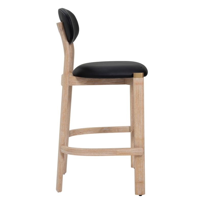 ZUO Rilou Bar Stool in Black & Natural (Set of 2)