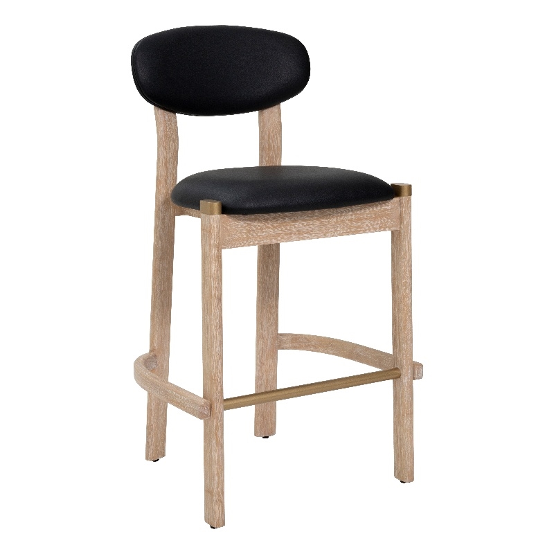 ZUO Rilou Bar Stool in Black & Natural (Set of 2)