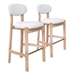 ZUO Rilou Bar Stool in White & Natural (Set of 2)