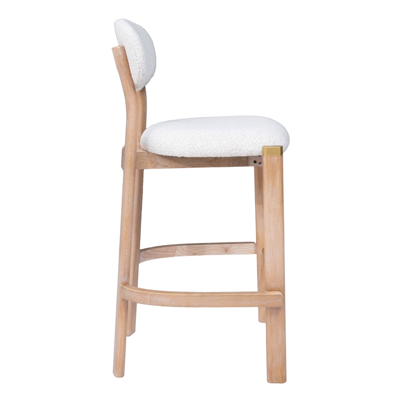 ZUO Rilou Bar Stool in White & Natural (Set of 2)