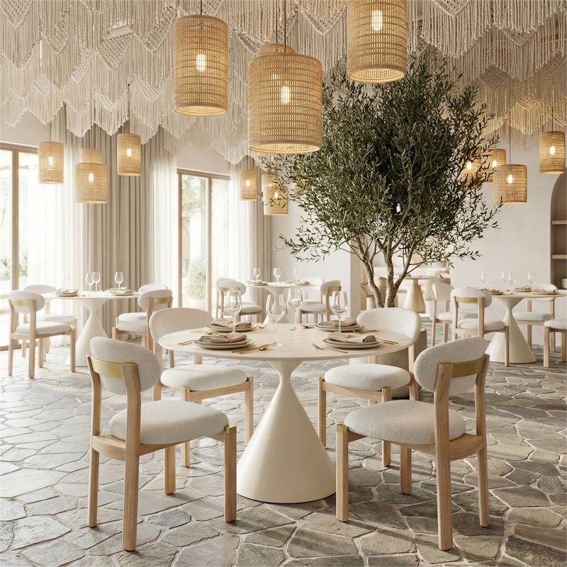 Rilou Dining Chair (Set of 2) White & Natural