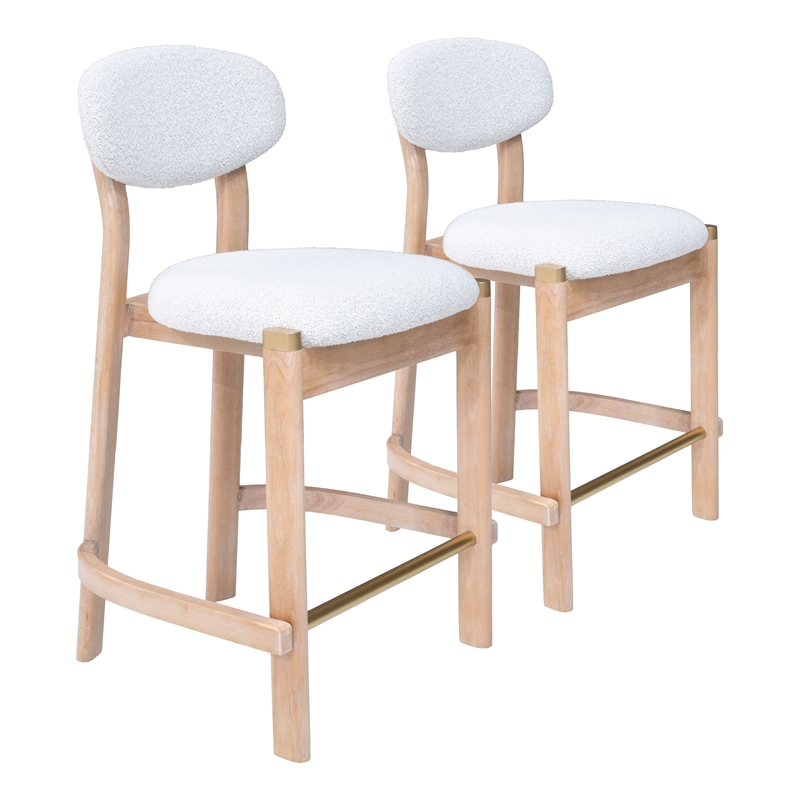 Rilou Counter Stool (Set of 2) White & Natural
