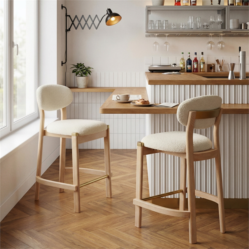 Rilou Counter Stool (Set of 2) White & Natural