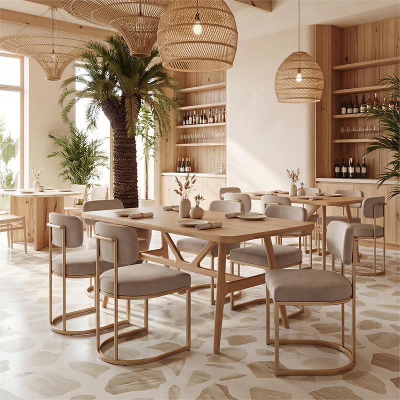 Velar Dining Chair (Set of 2) Beige & Bronze
