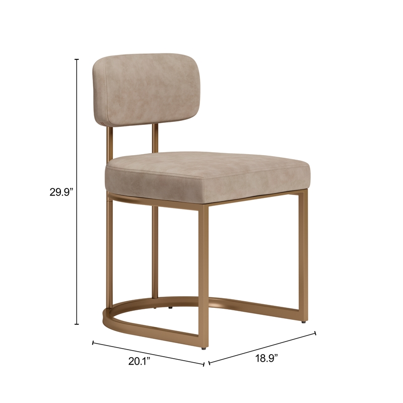 Velar Dining Chair (Set of 2) Beige & Bronze