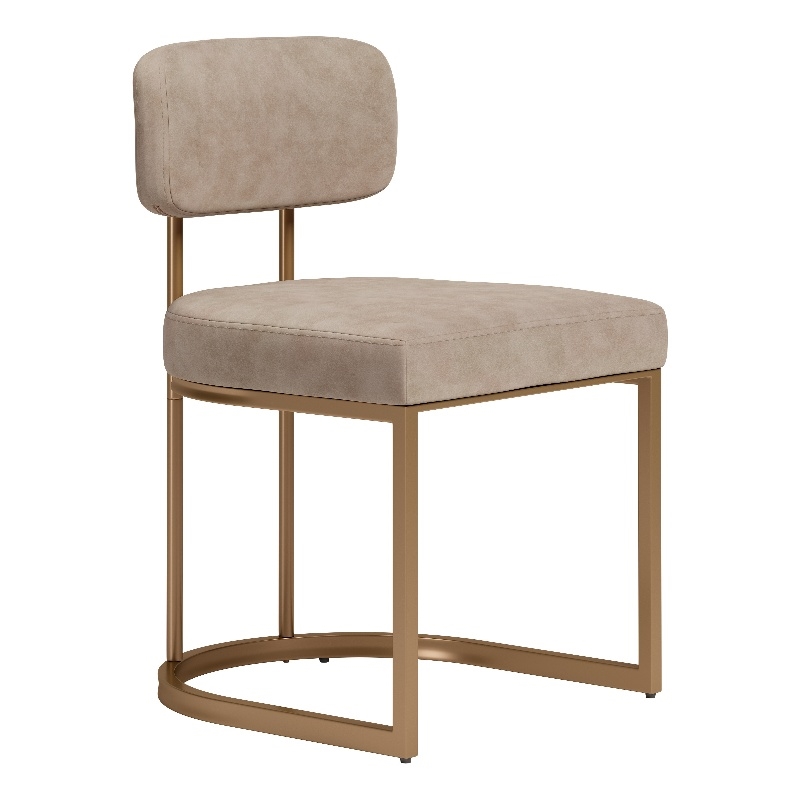 Velar Dining Chair (Set of 2) Beige & Bronze