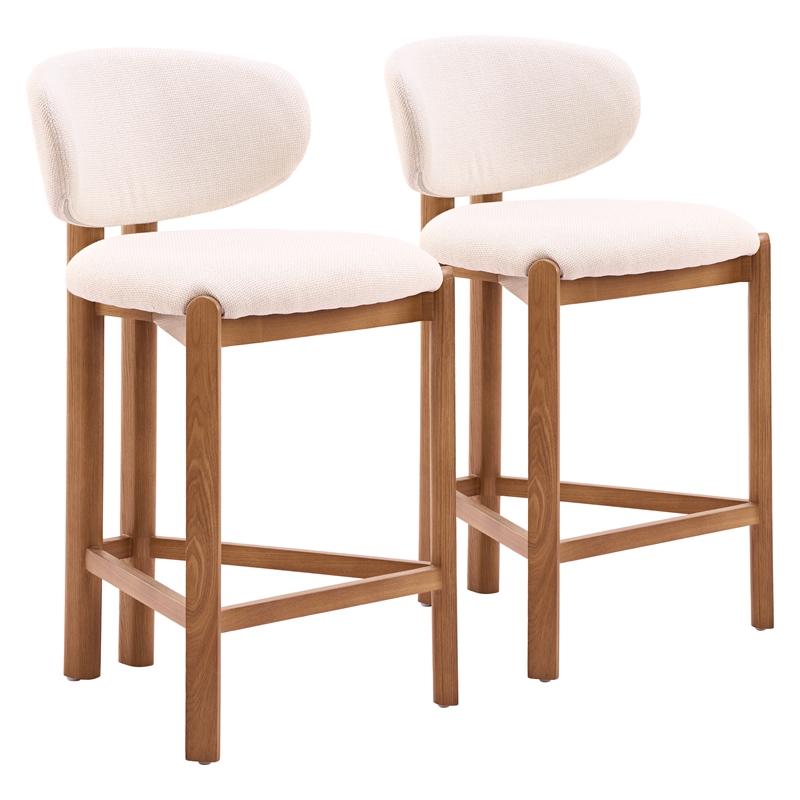 Rosetta Counter Stool (Set of 2) Beige & Walnut