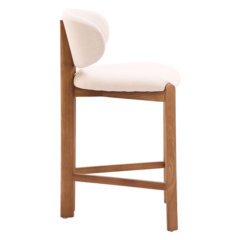 Rosetta Counter Stool (Set of 2) Beige & Walnut