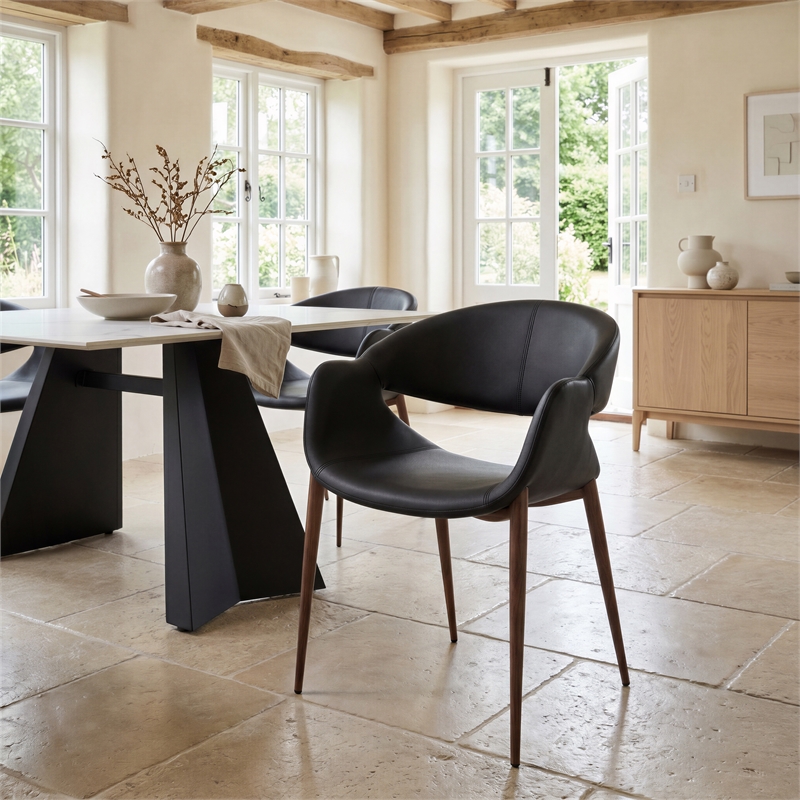 Limay Dining Chair (Set of 2) Black & Walnut
