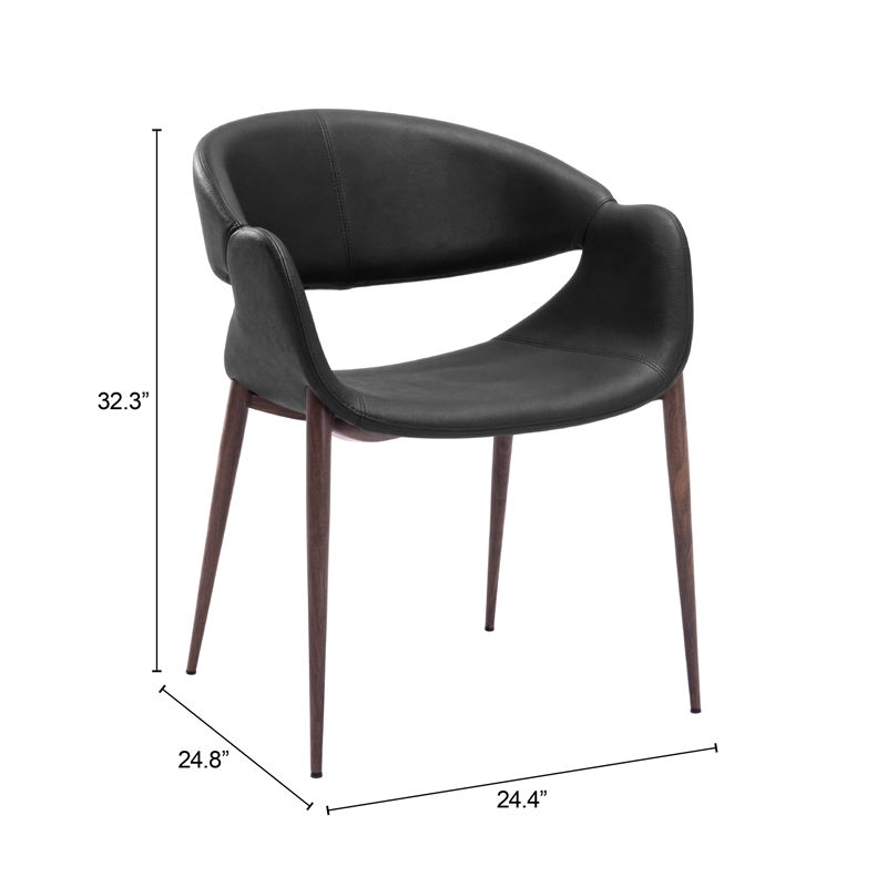Limay Dining Chair (Set of 2) Black & Walnut