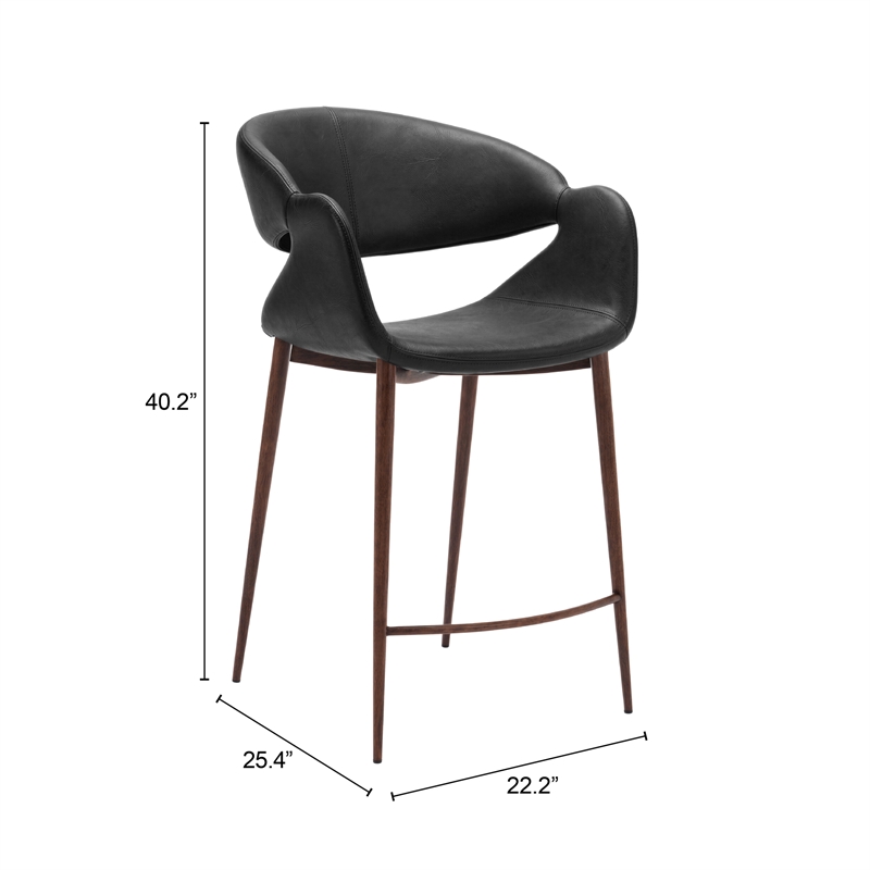 Limay Counter Stool Black & Walnut