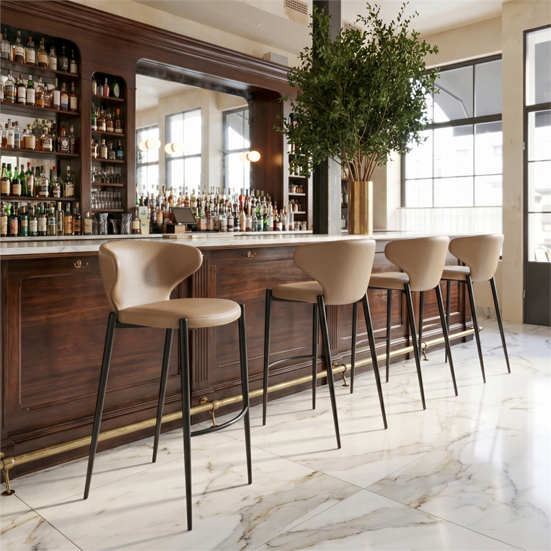 Lino Barstool (Set of 2) Taupe