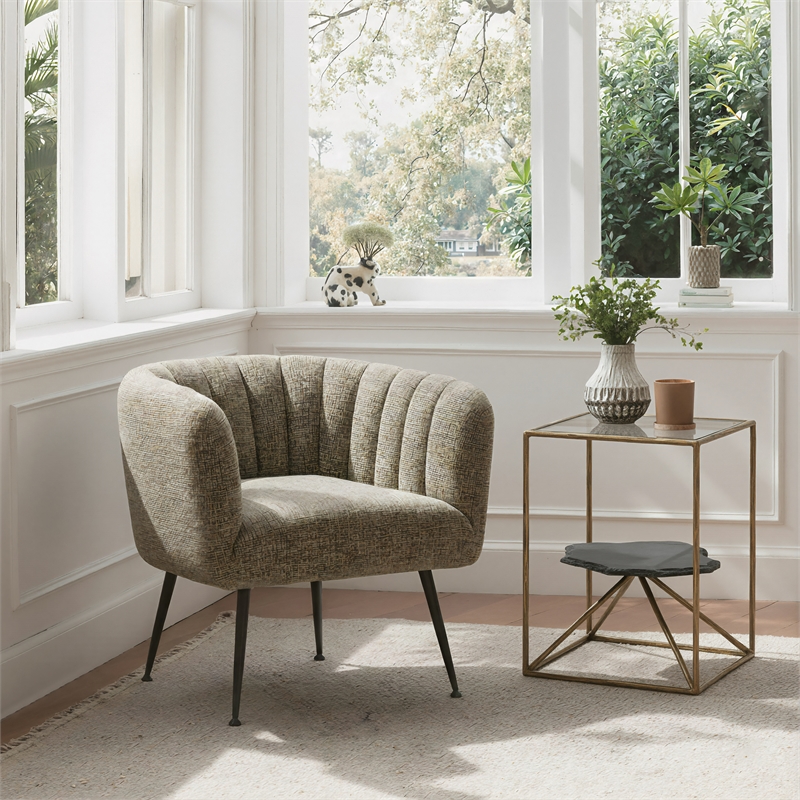 Deco Accent Chair Green Tweed