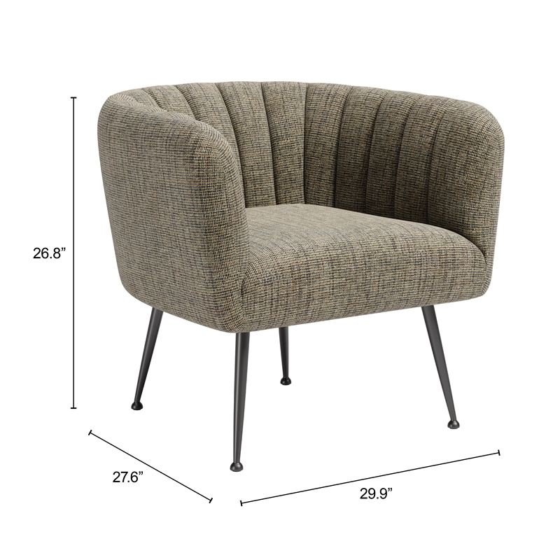 Deco Accent Chair Green Tweed