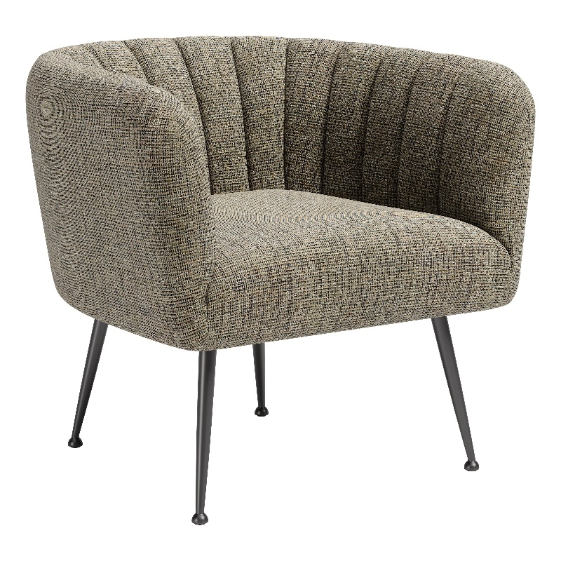 Deco Accent Chair Green Tweed