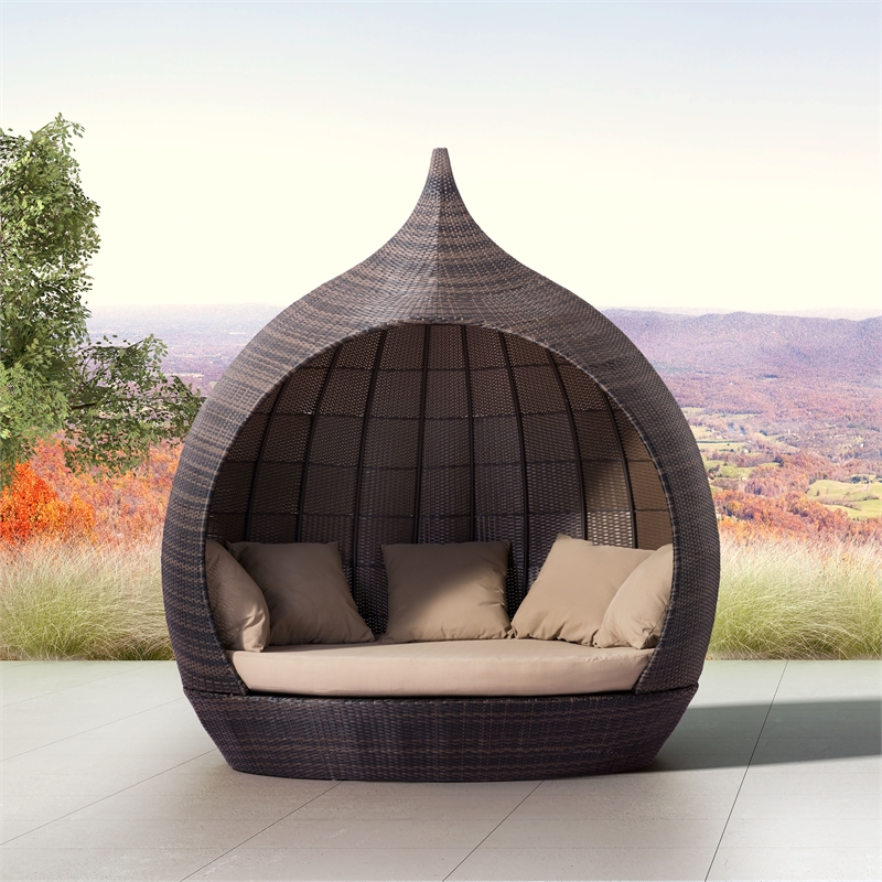 Zuo Martinique Beach Outdoor Aluminum Frame Daybed in Brown