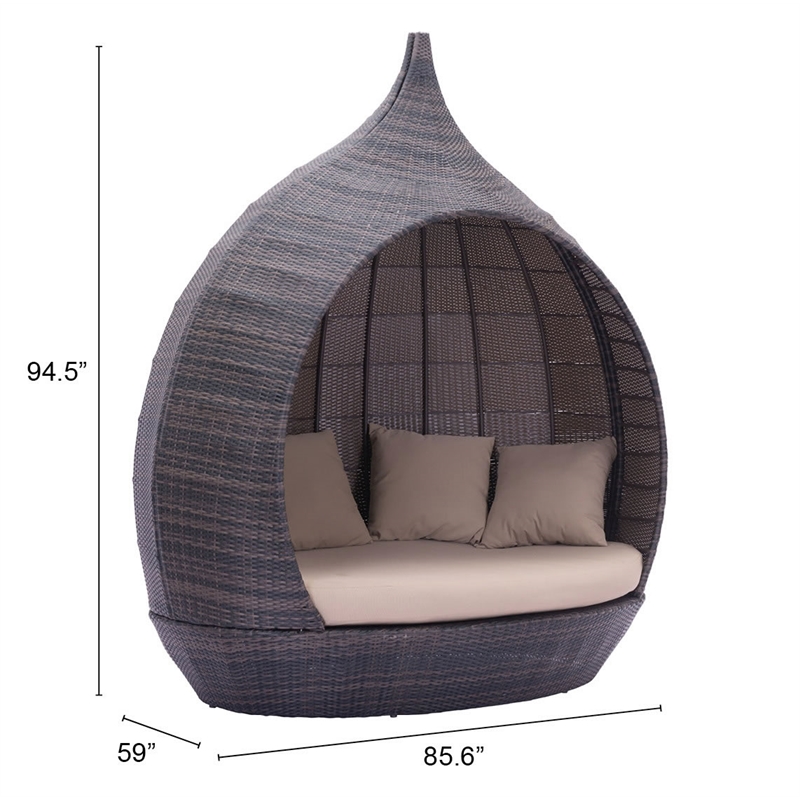 Zuo Martinique Beach Outdoor Aluminum Frame Daybed in Brown