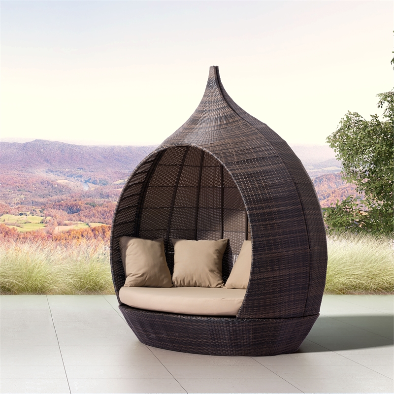 Zuo Martinique Beach Outdoor Aluminum Frame Daybed in Brown