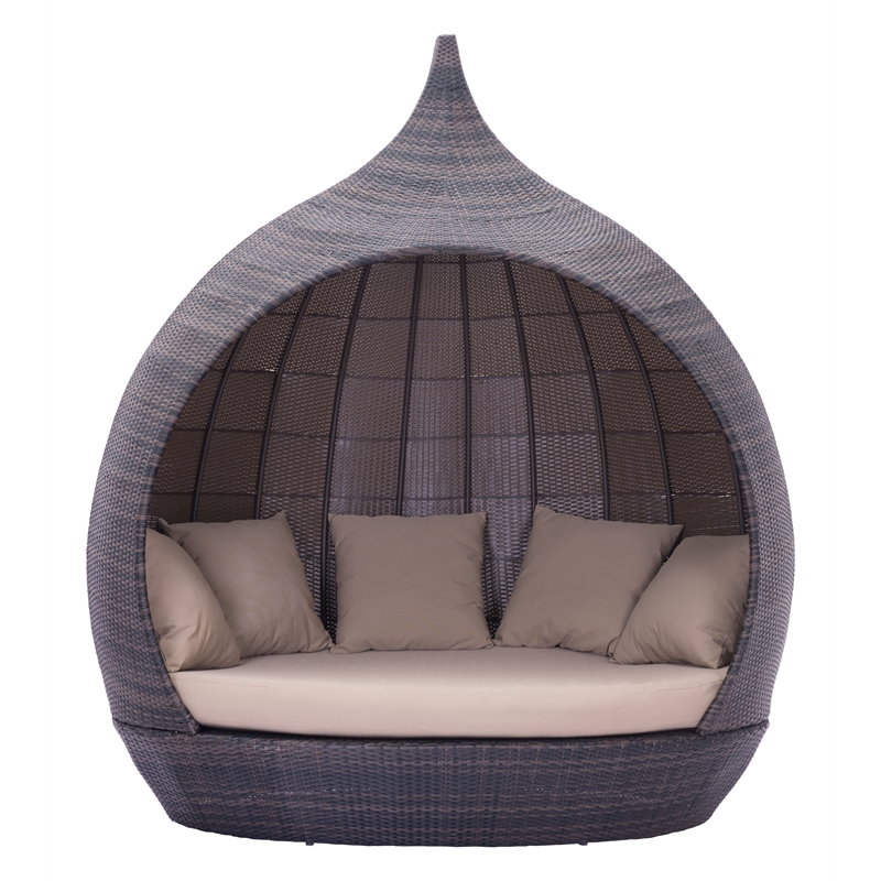 Zuo Martinique Beach Outdoor Aluminum Frame Daybed in Brown