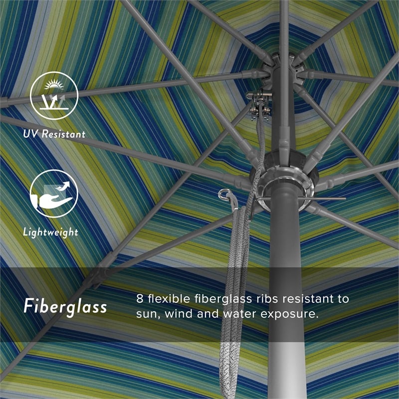 California Umbrella Venture 11' Silver Market Umbrella in Seaside