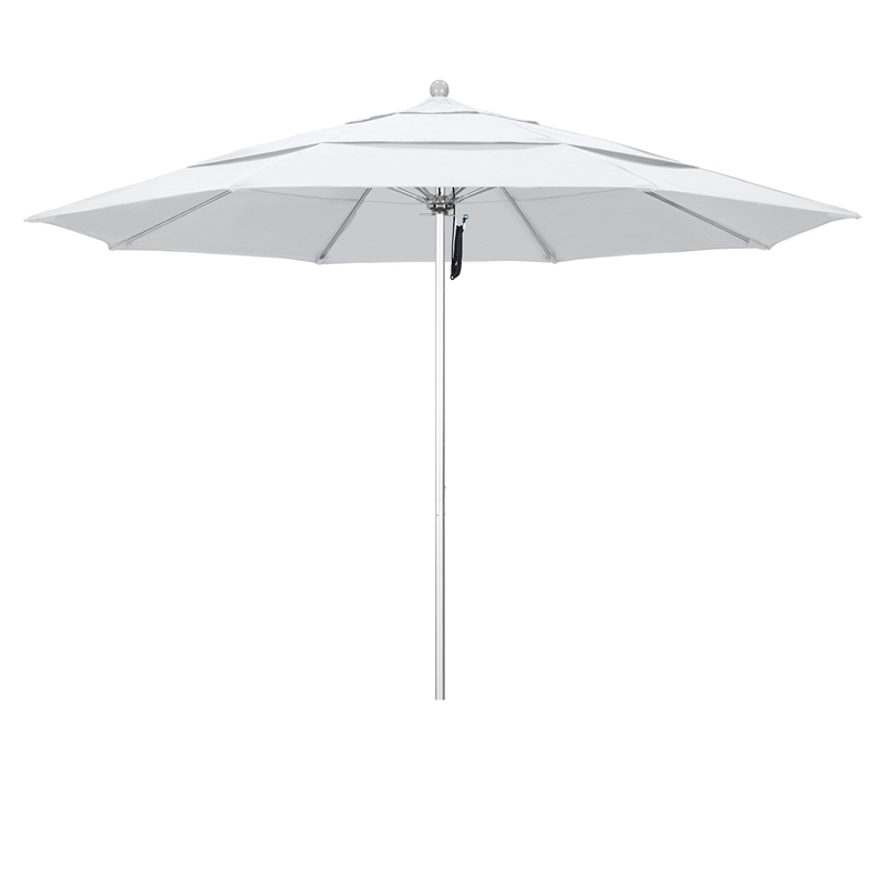 California Umbrella Venture 11' Silver Market Umbrella in Natural