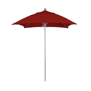 California Umbrella Venture 6' Silver Market Umbrella in Jockey Red