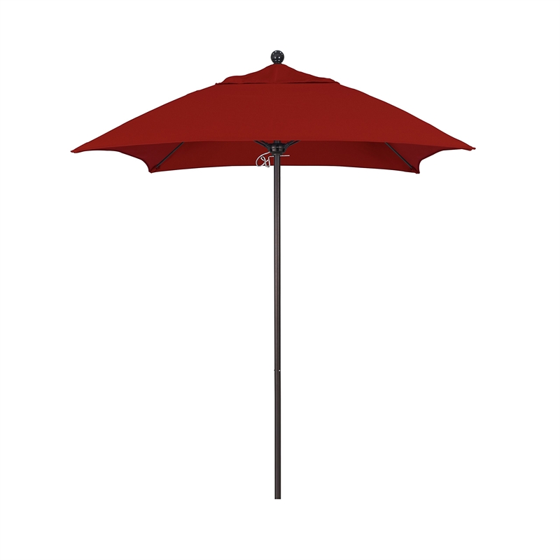 California Umbrella Venture 6' Bronze Market Umbrella in Jockey Red