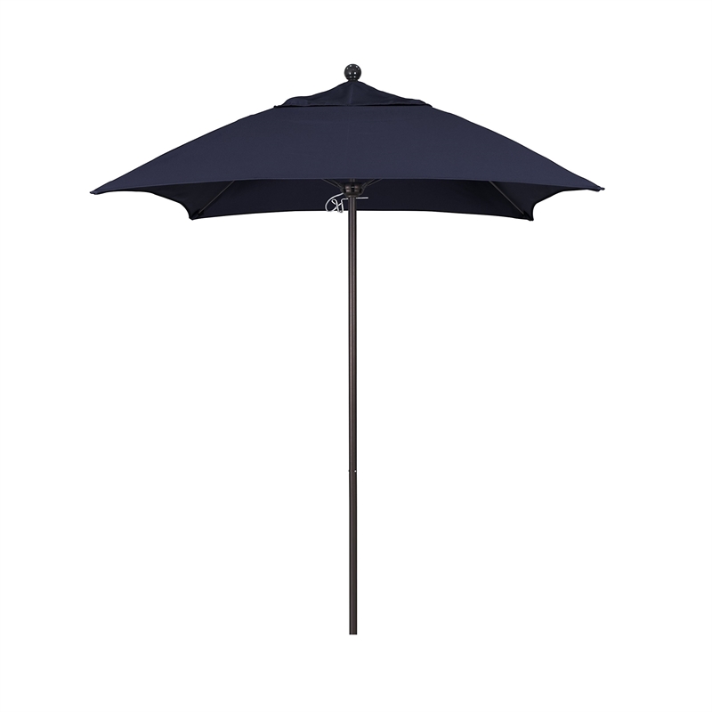 California Umbrella Venture 6' Bronze Market Umbrella in Navy