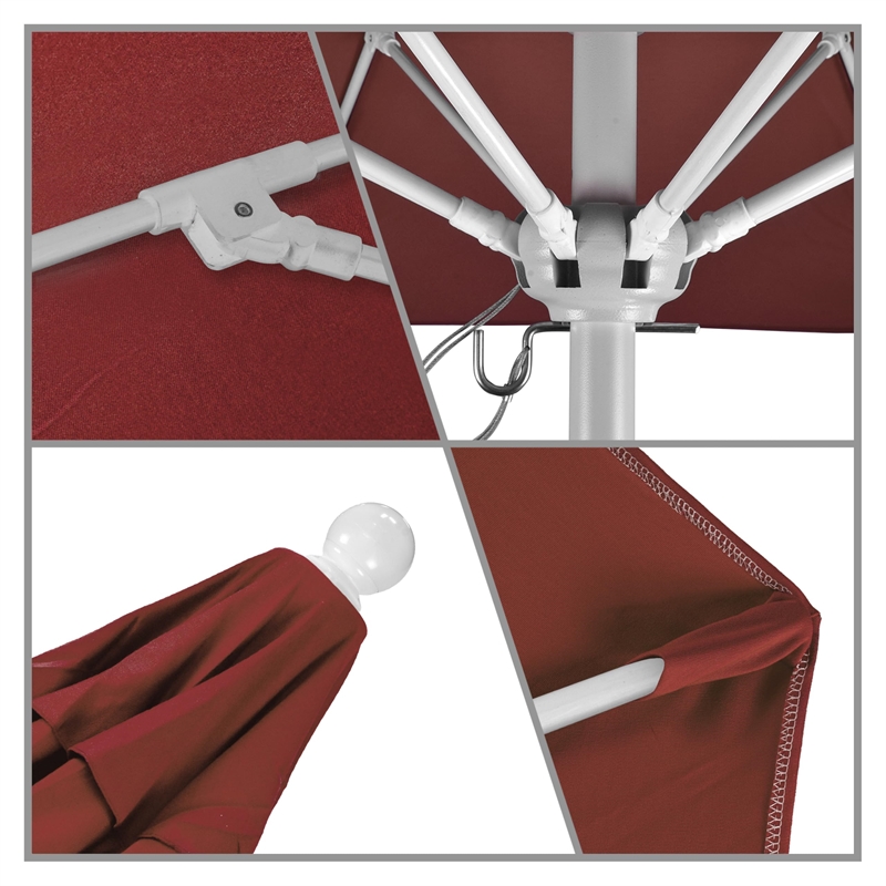 California Umbrella Venture 6' White Market Umbrella in Jockey Red